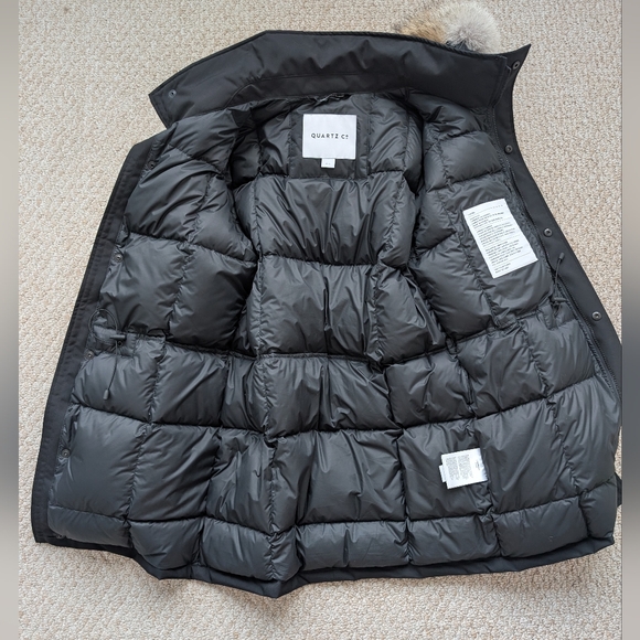 Men's Quartz Co Black Parka Coat with Fur Hood, Small - Picture 3 of 3